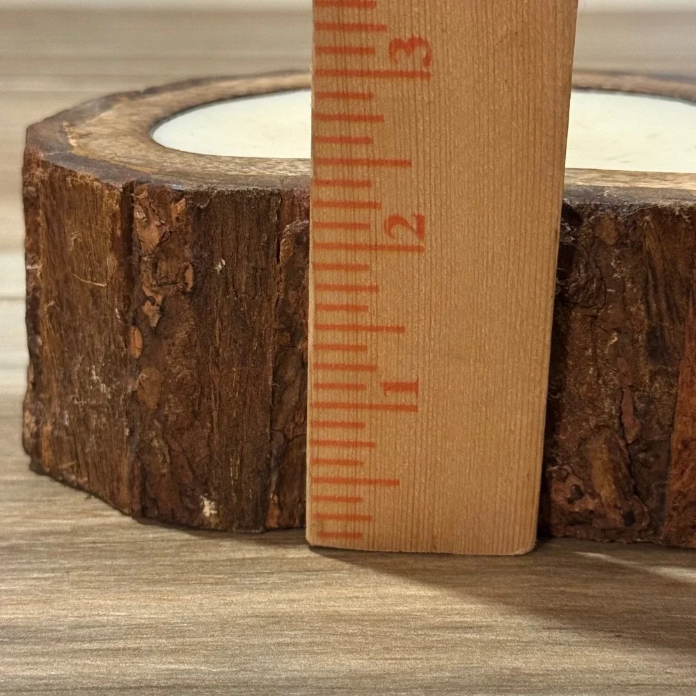 Himalayan Handmade Candles Wild Green Fig Soy Wax Tree Bark Log Wood Bowl 5in